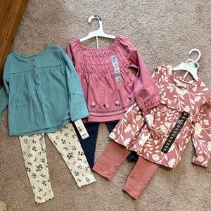 Girls Floral Tunic & Legging Sets - Pink, Rose, Teal
